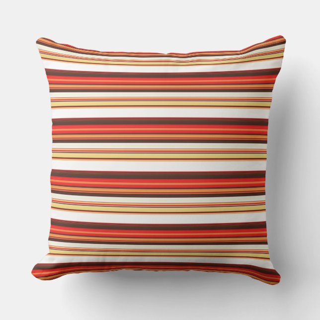 Cute brown red stripes cushion (Front)