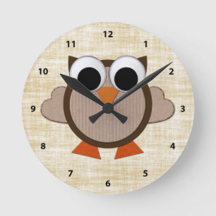 Cute Brown Retro Owl Clock