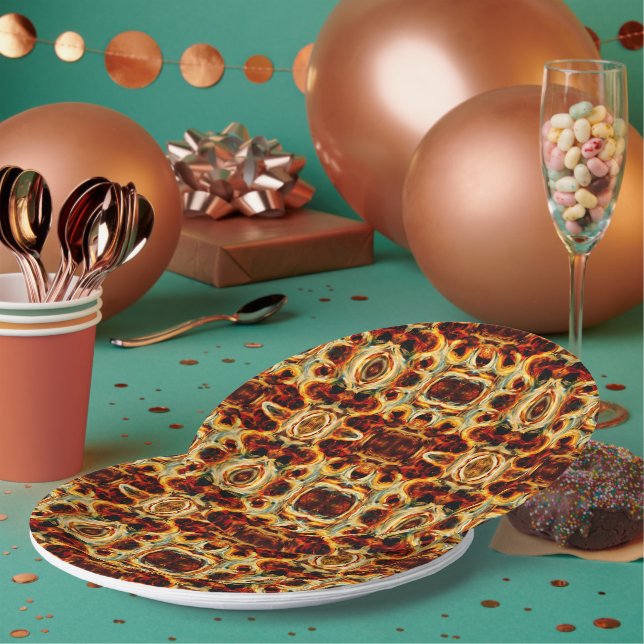Cute brown seamless smudge pattern paper plate (Multi)