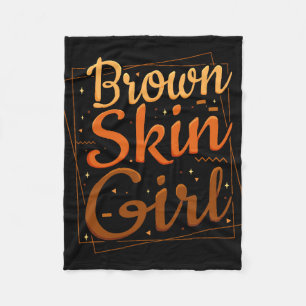 Cute Brown Skin Girl Black History Month Melanin B Fleece Blanket