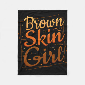 Cute Brown Skin Girl Black History Month Melanin B Fleece Blanket