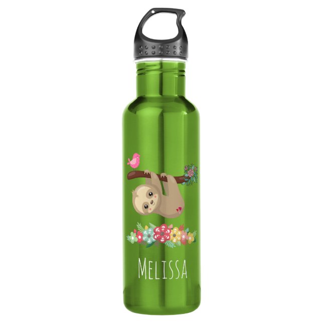Cute Brown Sloth Hanging Upside down 710 Ml Water Bottle (Front)
