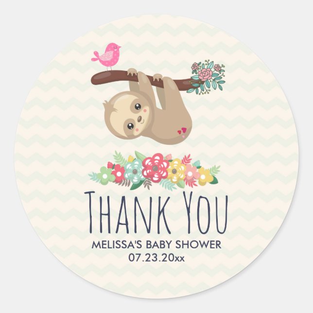 Cute Brown Sloth Hanging Upside down Classic Round Sticker (Front)