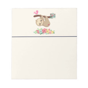 Cute Brown Sloth Hanging Upside down Notepad