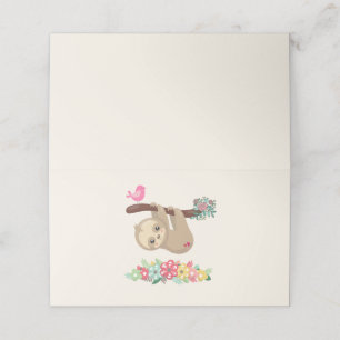 Cute Brown Sloth Hanging Upside down Place Card