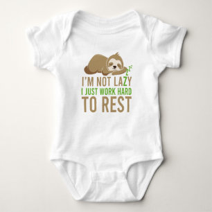 Cute Brown Sloth I'm Not Lazy Baby Bodysuit