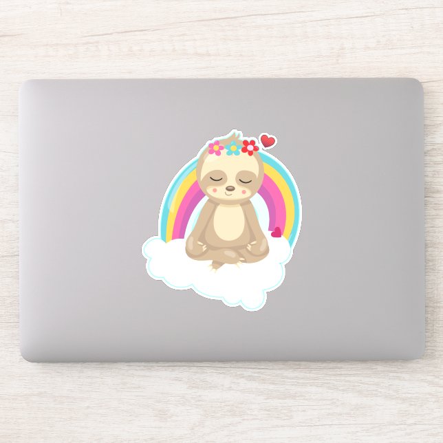 Cute Brown Sloth, Meditating on a Cloud (Computer)