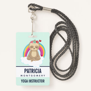 Cute Brown Sloth, Meditating on a Cloud ID Badge