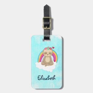 Cute Brown Sloth, Meditating on a Cloud Luggage Tag