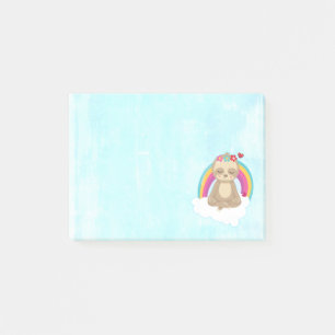 Cute Brown Sloth, Meditating on a Cloud Post-it Notes