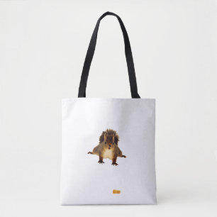 Cute brown squirrel in snow tote bag
