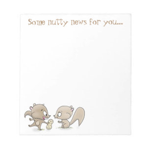 Cute brown squirrels sharing a peanut cartoon notepad