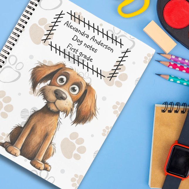 Cute Brown Storybook Puppy on Paws Print Journal  (Creator Uploaded)