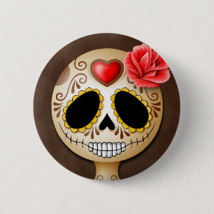 Cute Brown Sugar Skull 6 Cm Round Badge