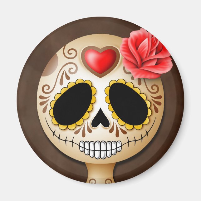 Cute Brown Sugar Skull Magnet (Front)