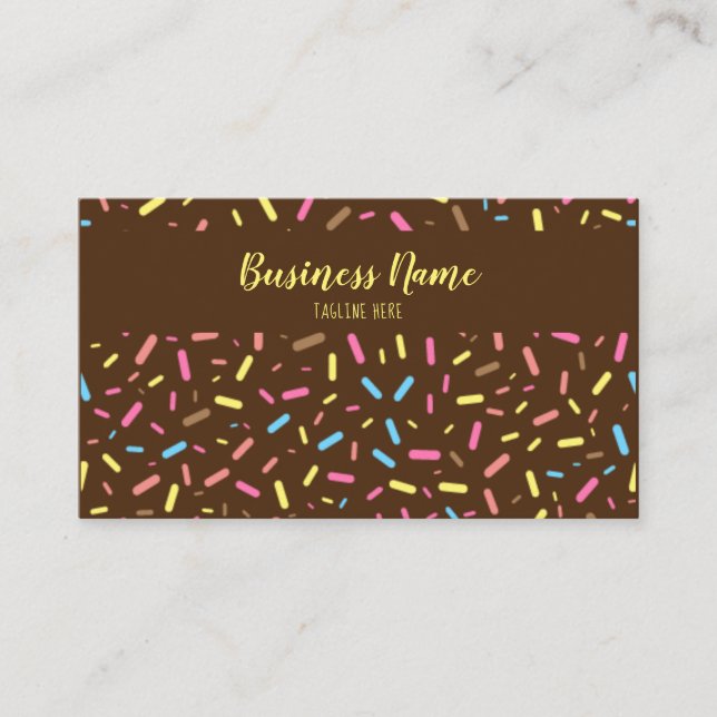 Cute Brown Sweet Sprinkles Ice Cream Confectinery Business Card (Front)