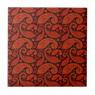 Cute brown swirl paisley patterns ceramic tile