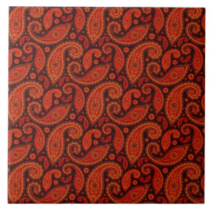 Cute brown swirl paisley patterns ceramic tile