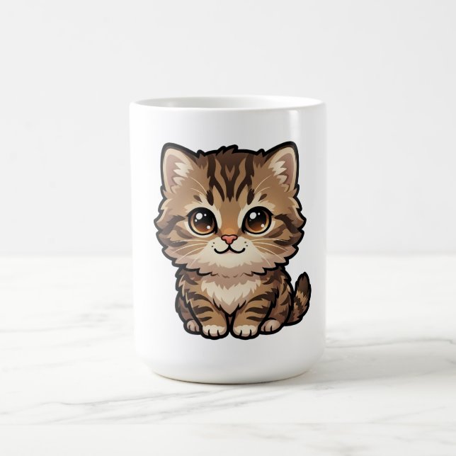 Cute Brown Tabby Kitten Coffee Mug (Center)