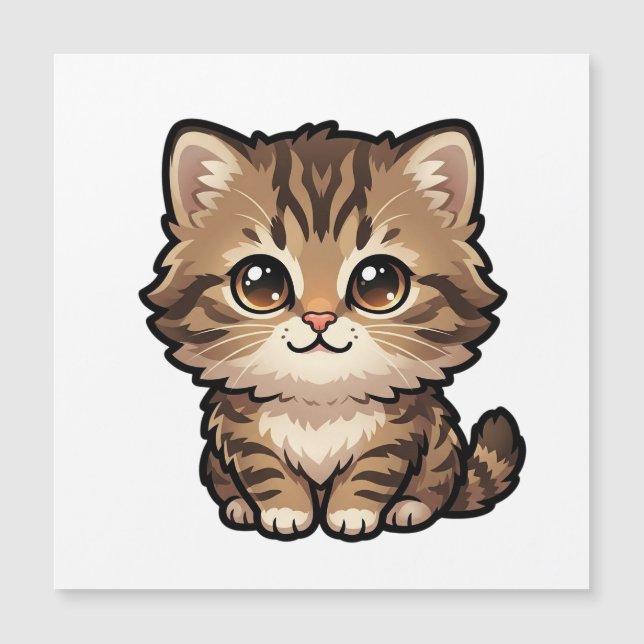 Cute Brown Tabby Kitten Magnet Card (Front)