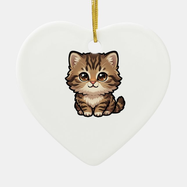 Cute Brown Tabby Kitten Ornament (Front)