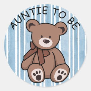 Cute Brown Teddy Bear Aunt to be Classic Round Sticker
