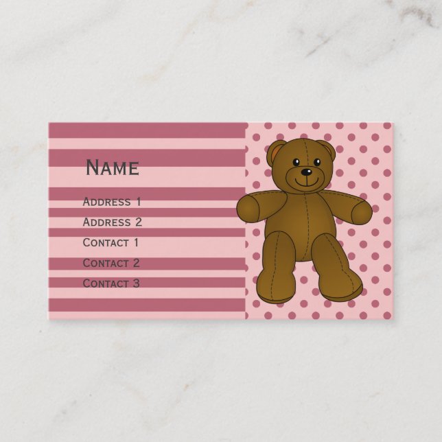 Cute brown teddy bear business card (Front)