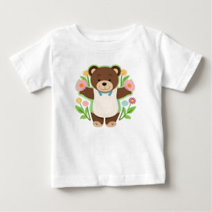 Cute Brown Teddy Bear Cartoon Baby T-Shirt