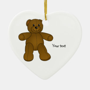 Cute brown teddy bear ceramic ornament