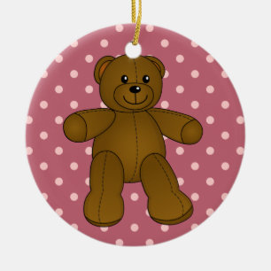 Cute brown teddy bear ceramic tree decoration