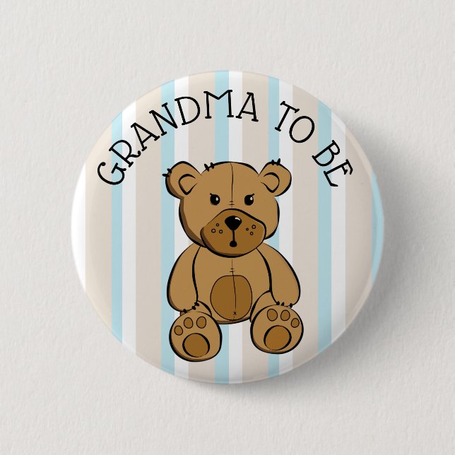 Cute Brown Teddy Bear GRANDMA  to be Button (Front)