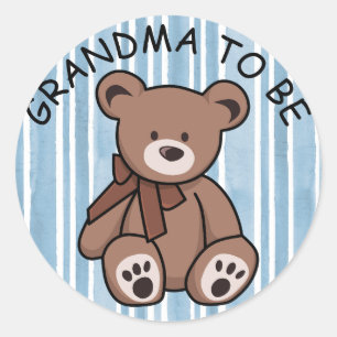 Cute Brown Teddy Bear GRANDMA to be Classic Round Sticker
