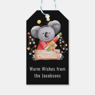 Cute Brown Teddy Bear merry christmas Gift Tags