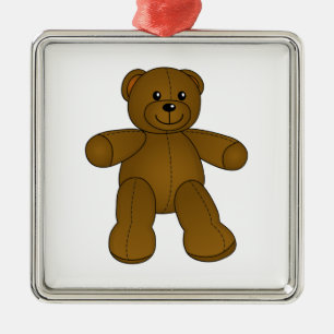 Cute brown teddy bear metal tree decoration