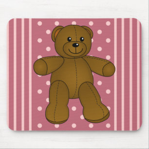 Cute brown teddy bear mouse pad