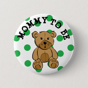 Cute Brown Teddy Bear Mummy to be Button