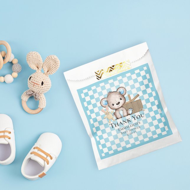 Cute Brown Teddy Bear Picnic Baby Shower Favour Bag (Creator Uploaded)
