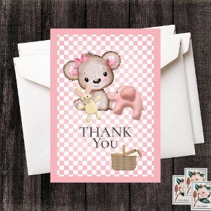 Cute Brown Teddy Bear Picnic Baby Shower Thank You