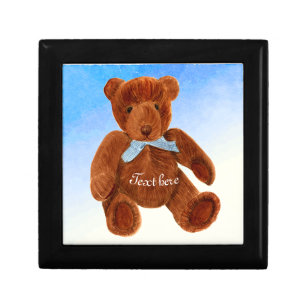Cute Brown Teddy Bear Watercolor Artwork Gift Box