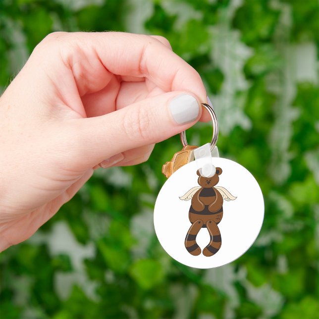 Cute Brown Teddy Bear with Angel Wings  Key Ring (Creator Uploaded)