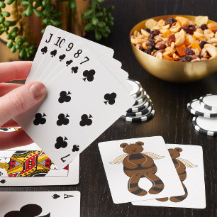 Cute Brown Teddy Bear with Angel Wings  Playing Cards