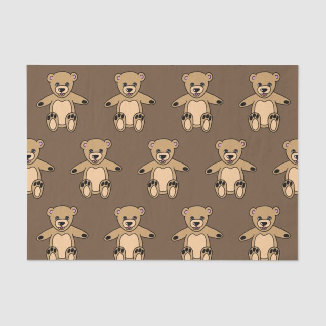 Cute Brown Teddy Bears Tissue Paper (Front)