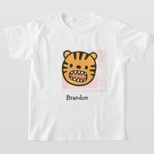 Cute brown tiger face purple pattern T-Shirt