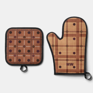 Cute Brown Tones Oven Mitt & Pot Holder Set