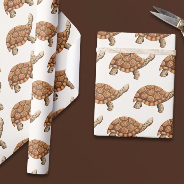 Cute Brown Tortoise  Wrapping Paper (Creator Uploaded)