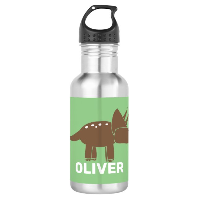 Cute Brown Triceratops Dinosaur For Kids 532 Ml Water Bottle (Front)