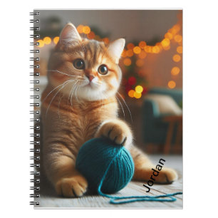 Cute brown- white cat   spiral notebook