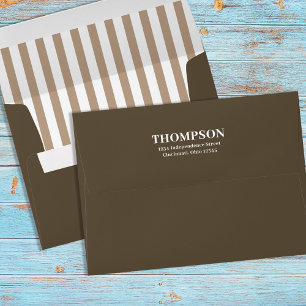 Cute Brown White Personalised Envelope Minimalist