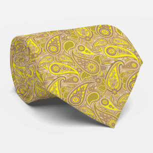 Cute brown yellow paisley pattern tie