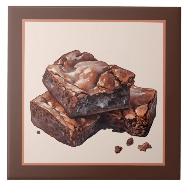 Cute brownie bakery business home crafting ceramic tile (Front)